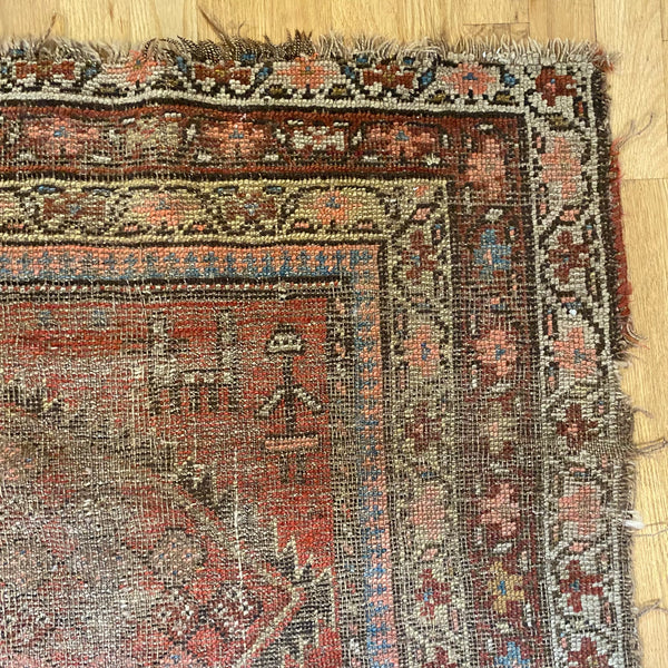 Antique Rug, 3' 9 x 4' 9 Red