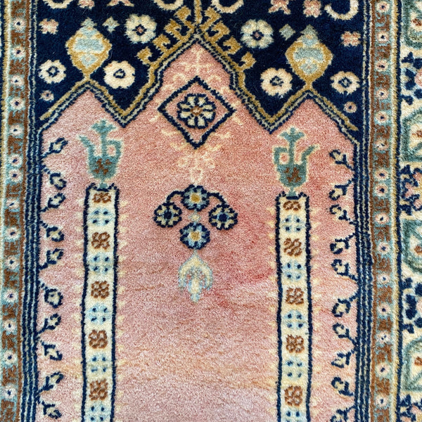 Vintage Rug, 1' 8 x 3' 5 Pink Prayer