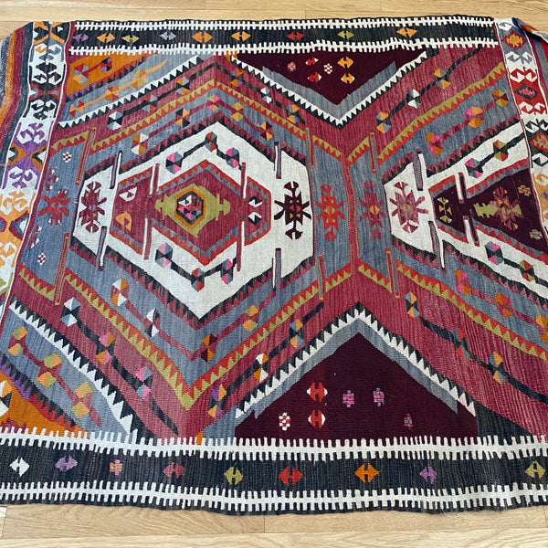 Vintage Rug, 4' 4 x 5' 2 Red