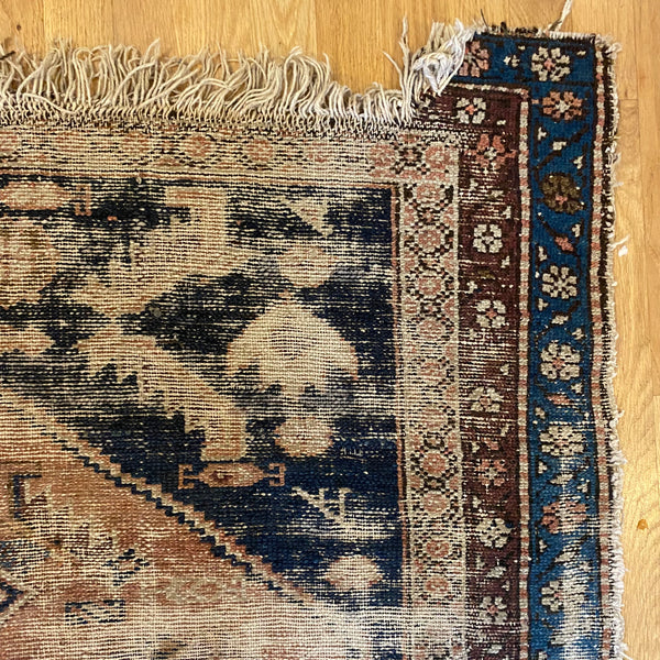 Antique Rug, 4' 1 x 4' 4 Blue