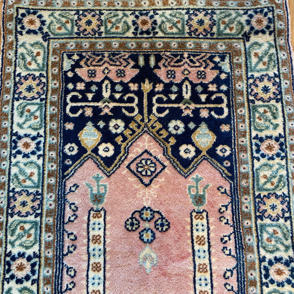 Vintage Rug, 1' 8 x 3' 5 Pink Prayer