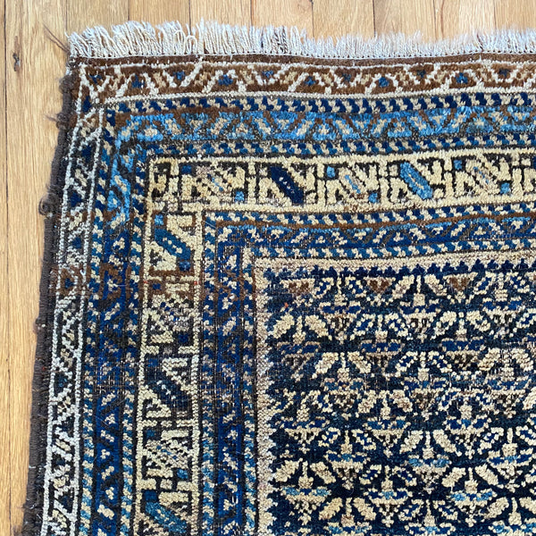 Antique Rug, 2' 7 x 4' 3 Blue