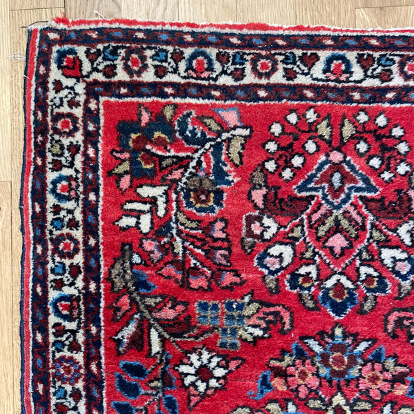 Vintage Rug, 2' x 2' 10 Red