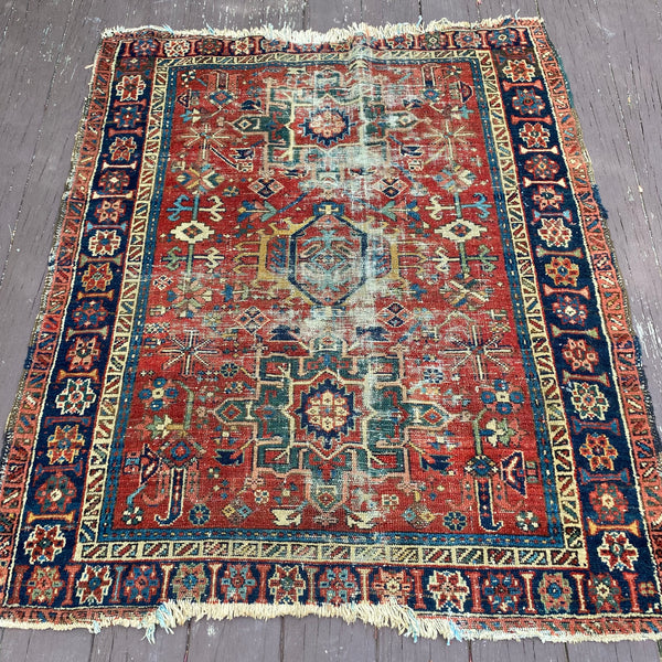 Vintage Rug, 3' 10 x 4' 6 Red Orange