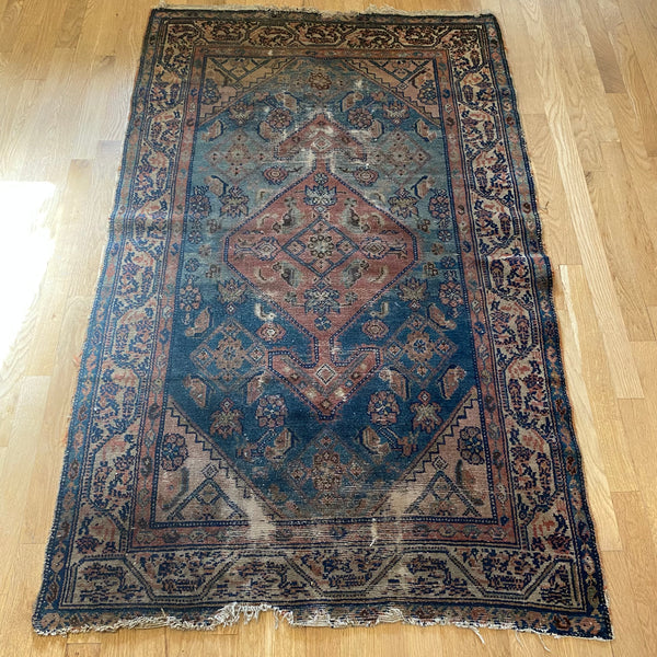 Vintage Rug, 3' 4 x 5' 6 Blue