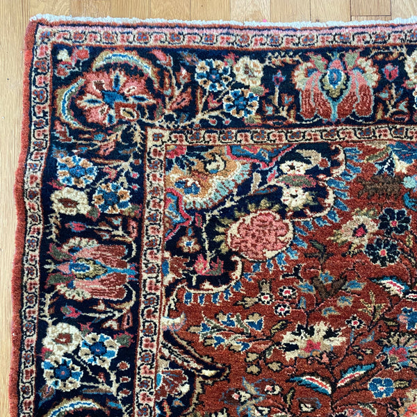 RESERVED Vintage Rug, 4' 6 x 6' 7 Red Brown