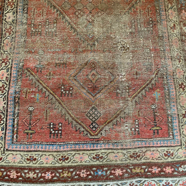 Antique Rug, 3' 9 x 4' 9 Red