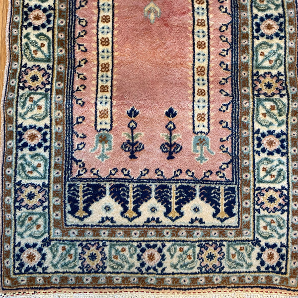 Vintage Rug, 1' 8 x 3' 5 Pink Prayer