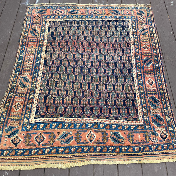 Vintage Rug, 4' x 4' 11 Blue