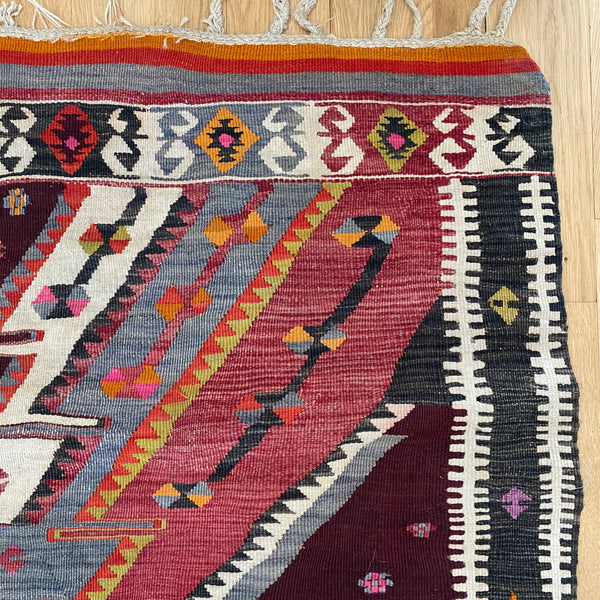 Vintage Rug, 4' 4 x 5' 2 Red