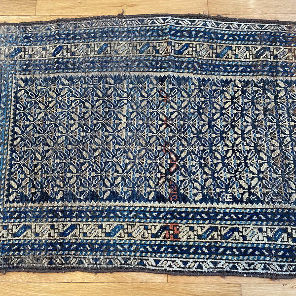 Antique Rug, 2' 7 x 4' 3 Blue