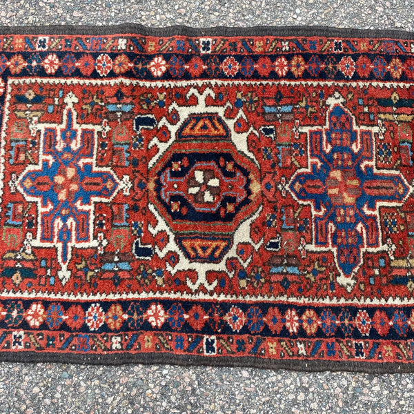 Vintage Rug, 2' x 2' 11 Red Orange