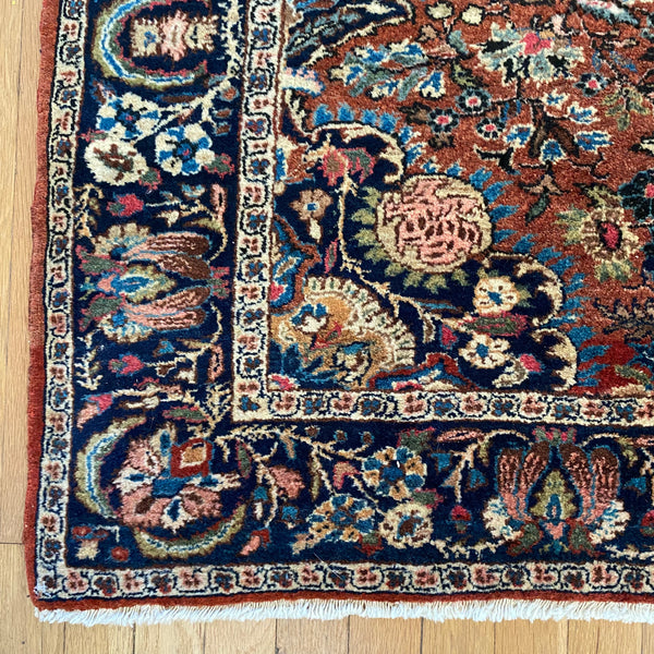 RESERVED Vintage Rug, 4' 6 x 6' 7 Red Brown