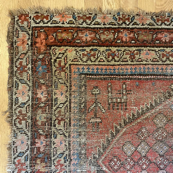 Antique Rug, 3' 9 x 4' 9 Red