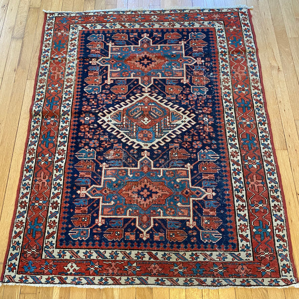 Vintage Rug, 3' 7 x 4' 6 Blue