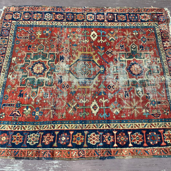 Vintage Rug, 3' 10 x 4' 6 Red Orange