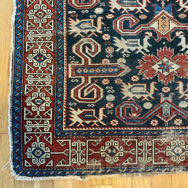 Antique Rug, 3' x 4' 2 Blue