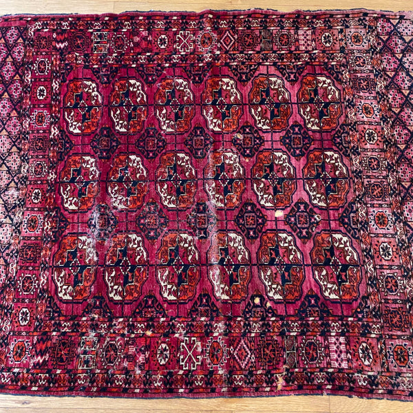 Antique Rug, 3' 5 x 4' 1 Pink Bokhara