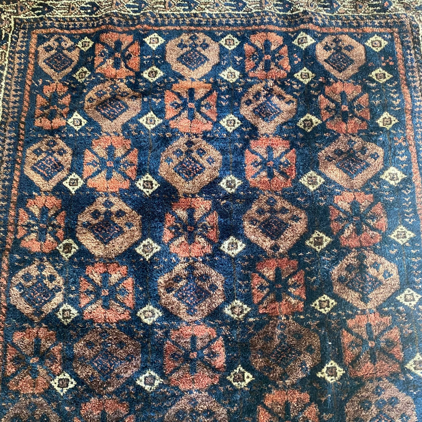 Vintage Rug, 3' 2 x 3' 5 Blue