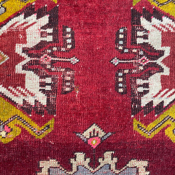 Vintage Rug, 1' 9 x 3' 9 Red