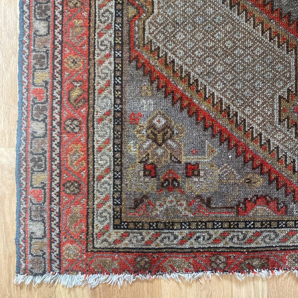 Vintage Rug, 3' 2 x 3' 10 Grey