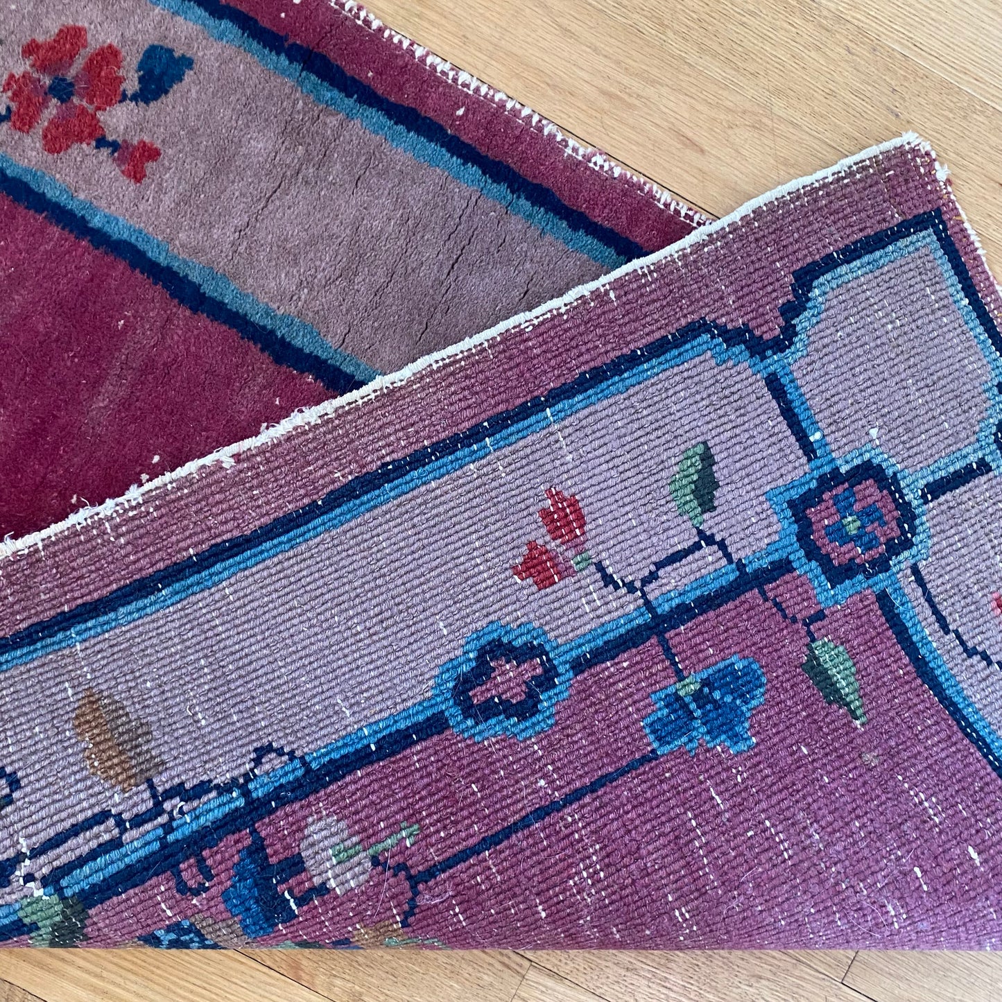 Chinese Nichols Rug, 2' x 3' 8 Vintage Dark Fuchsia - Jessie's Oriental Rugs