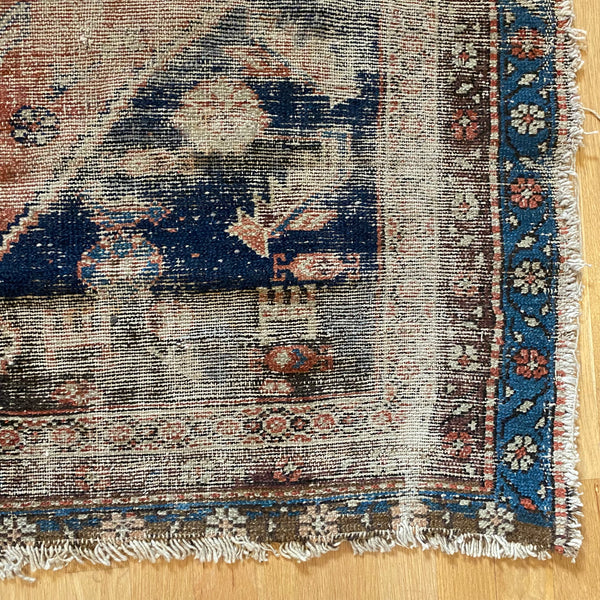 Antique Rug, 4' 1 x 4' 4 Blue