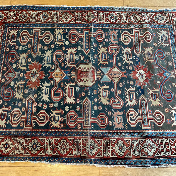 Antique Rug, 3' x 4' 2 Blue