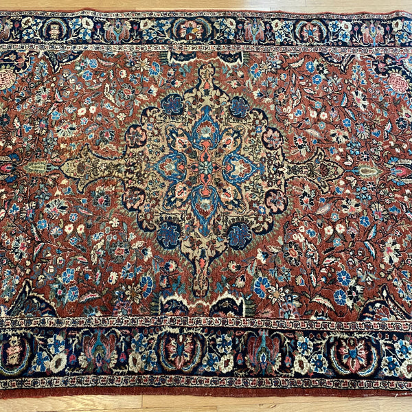 RESERVED Vintage Rug, 4' 6 x 6' 7 Red Brown