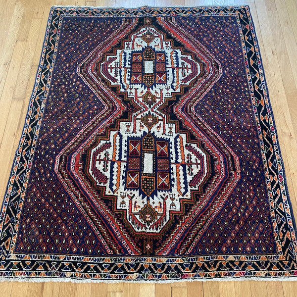Vintage Rug, 3' 11 x 4' 10 Blue