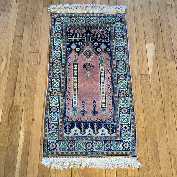 Vintage Rug, 1' 8 x 3' 5 Pink Prayer