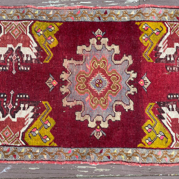 Vintage Rug, 1' 9 x 3' 9 Red