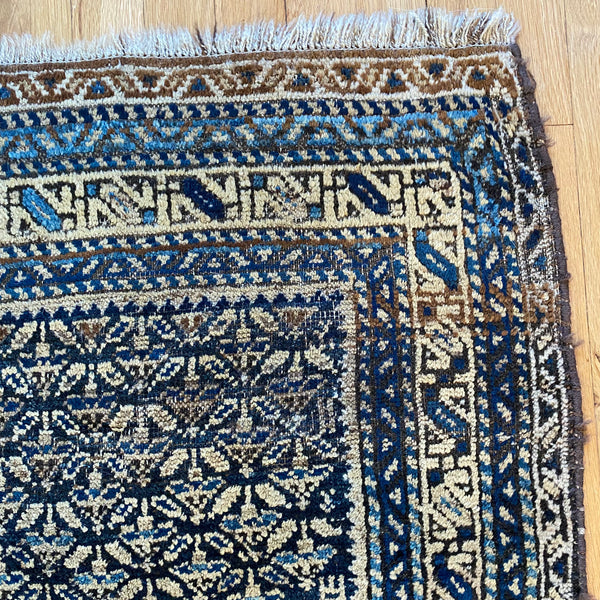 Antique Rug, 2' 7 x 4' 3 Blue