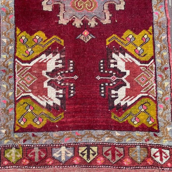 Vintage Rug, 1' 9 x 3' 9 Red