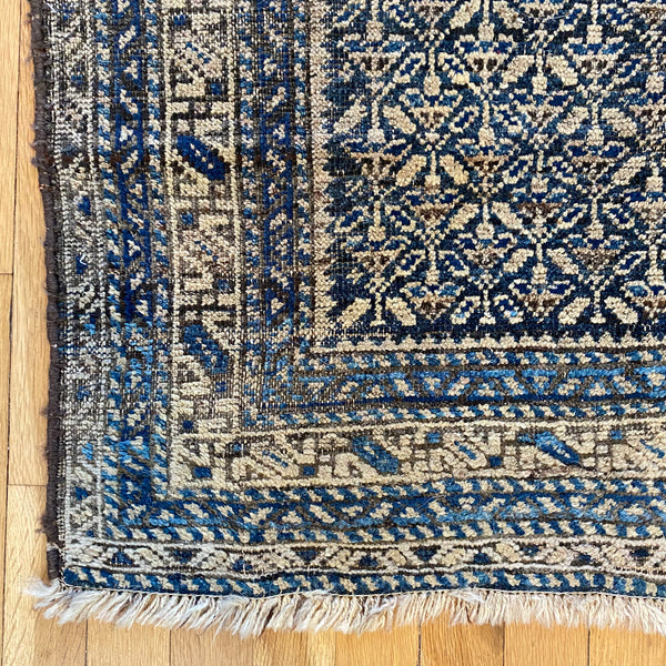 Antique Rug, 2' 7 x 4' 3 Blue