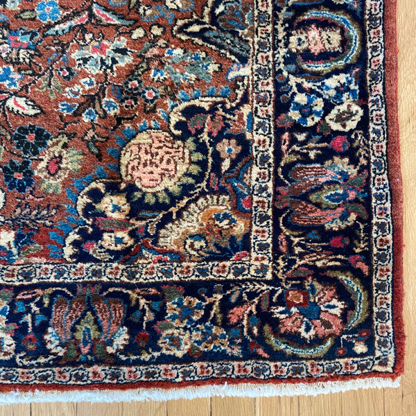 RESERVED Vintage Rug, 4' 6 x 6' 7 Red Brown
