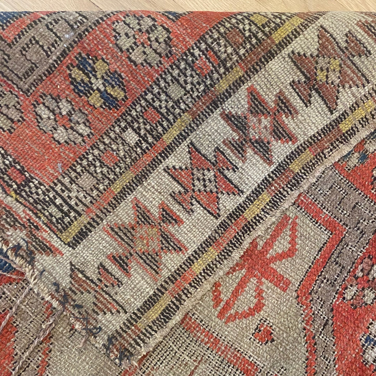 Antique Rug, 3' 9 x 4' 4 Red Orange