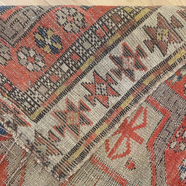 Antique Rug, 3' 9 x 4' 4 Red Orange