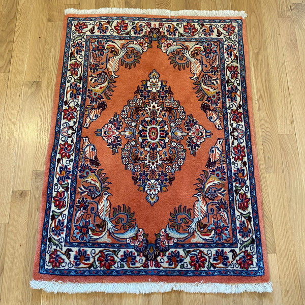Vintage Rug, 2' 3 x 3' 2 Red Orange