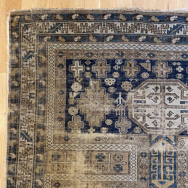Antique Rug, 4' 2 x 5' 3 Blue