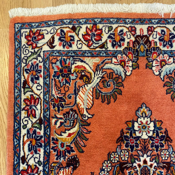 Vintage Rug, 2' 3 x 3' 2 Red Orange