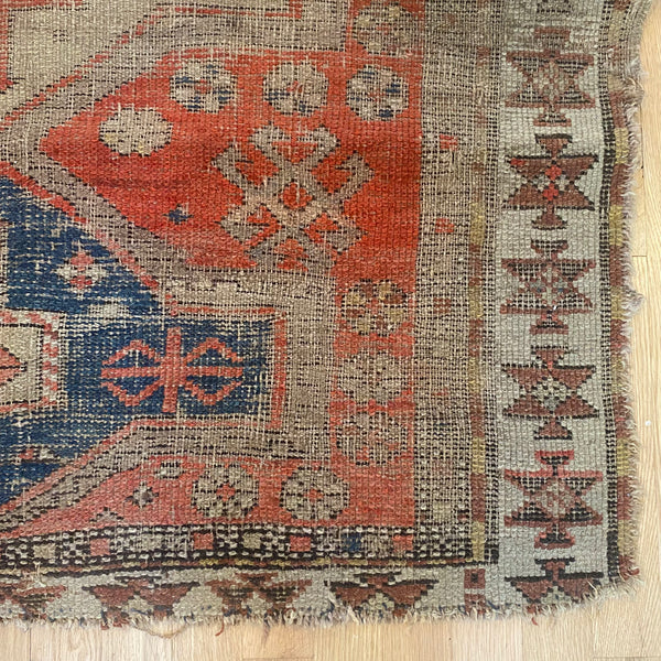 Antique Rug, 3' 9 x 4' 4 Red Orange