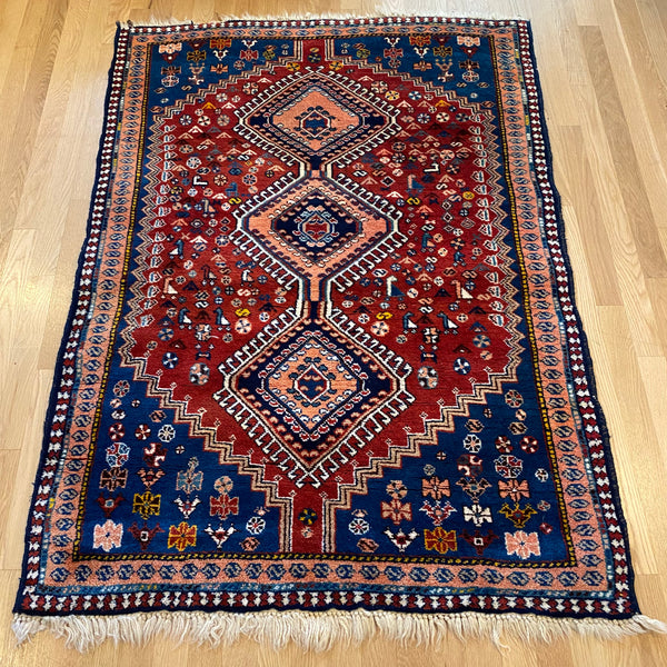 Vintage Rug, 3' 7 x 5' Blue