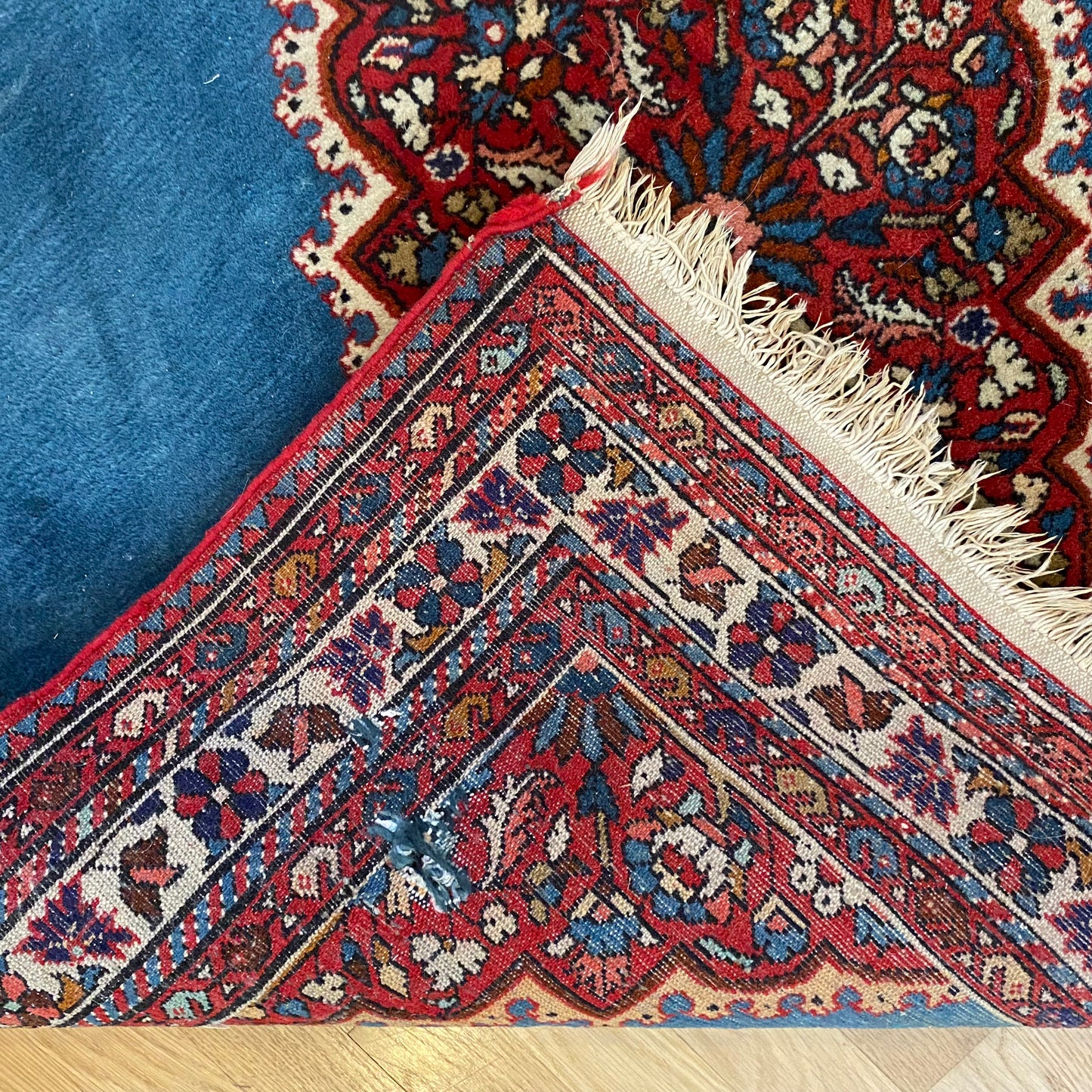 Vintage Rug, 3' 11 x 3' 8 Blue