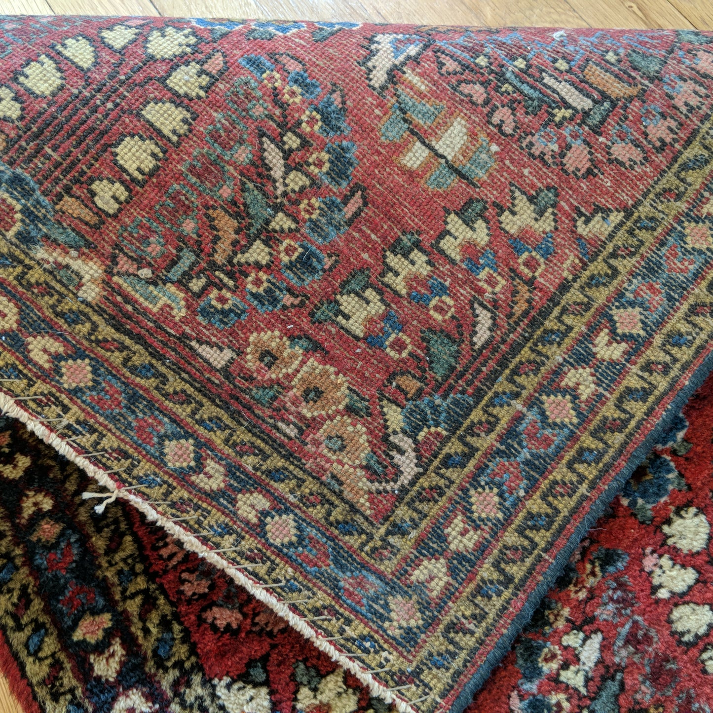 Vintage Rug, 2' x 2' 8 Red Purple