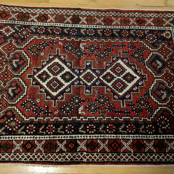 Vintage Rug, 3' 3 x 4' 8 Blue Tribal - Jessie's Oriental Rugs