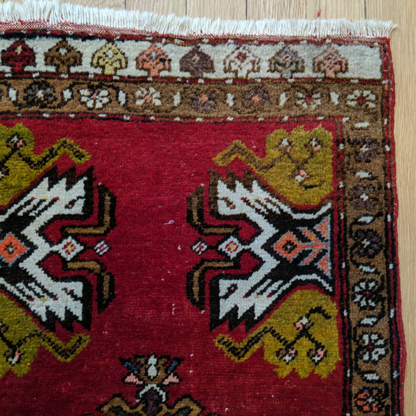Turkish Rug, 1' 6 x 3' Red Yastik