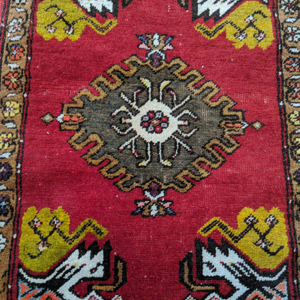 Turkish Rug, 1' 6 x 3' Red Yastik