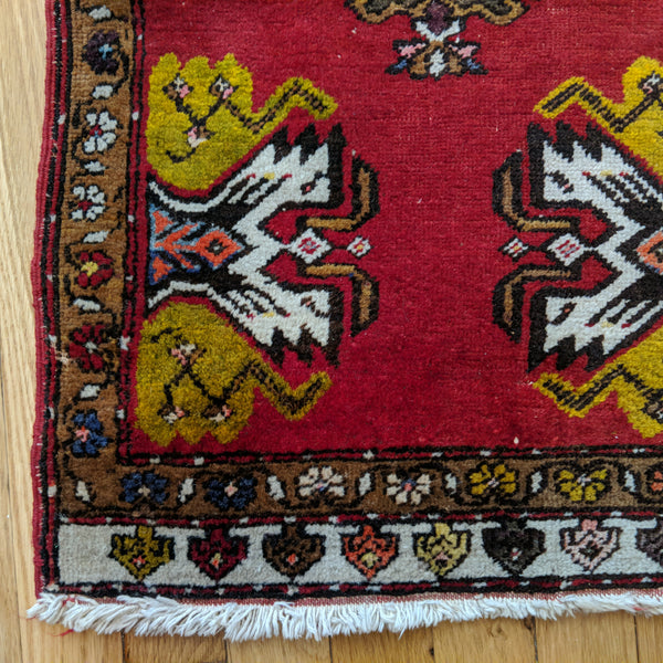 Turkish Rug, 1' 6 x 3' Red Yastik