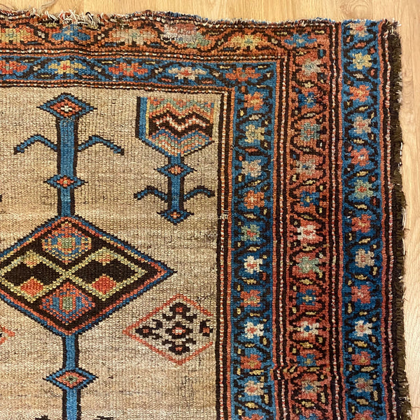 Antique Rug, 3' 4 x 6' 8 Dark Tan
